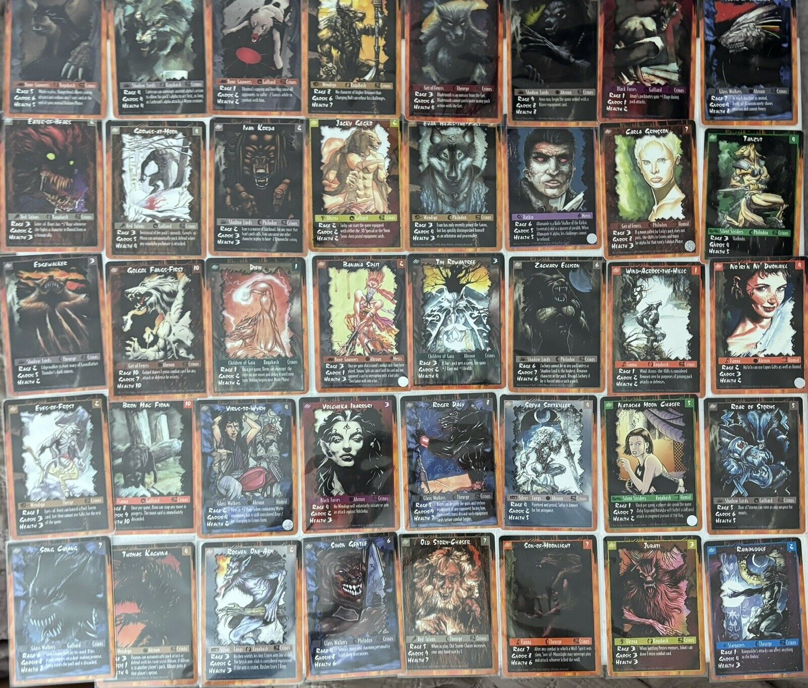 1995 RAGE CCG Lot of 44 Werewolf Double Sided Trading / Playing Cards W/Sleeves