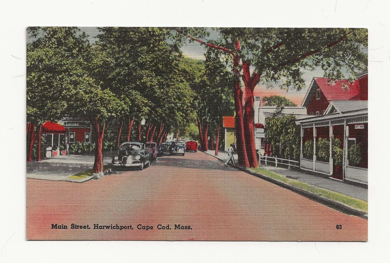 Vintage Postcard **  MAIN ST. HARWICHPORT * CAPE COD * MA **1943