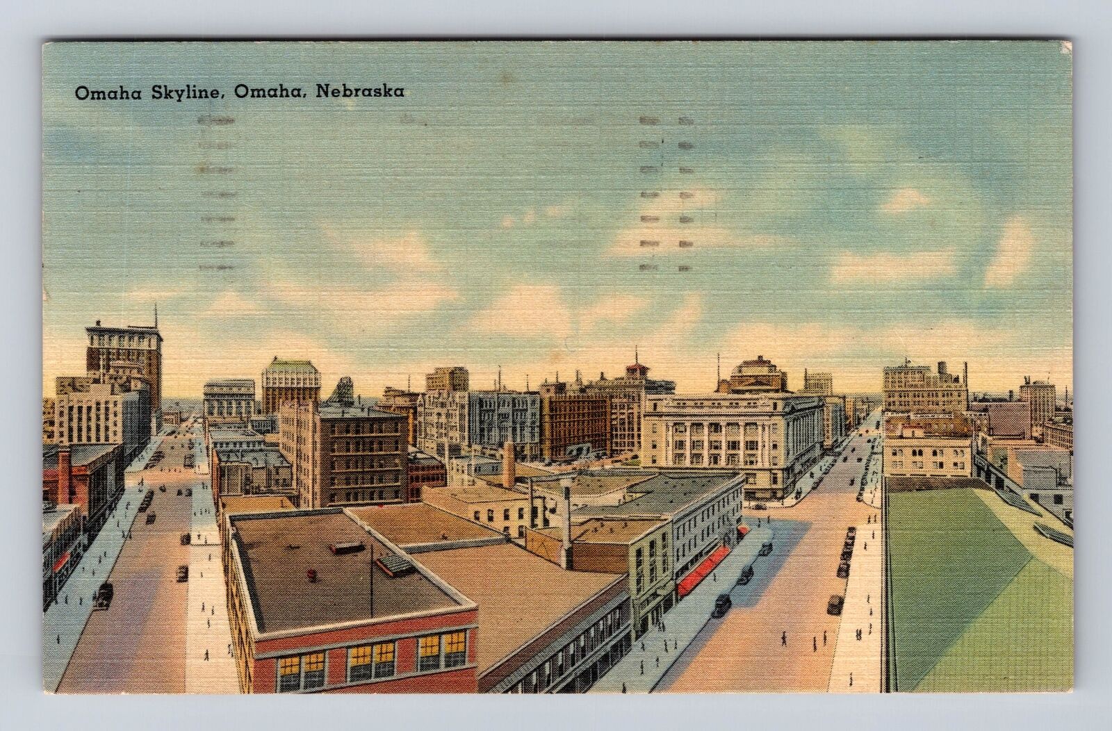 Omaha NE- Nebraska, Aerial Omaha Skyline, Antique, Vintage c1943 Postcard