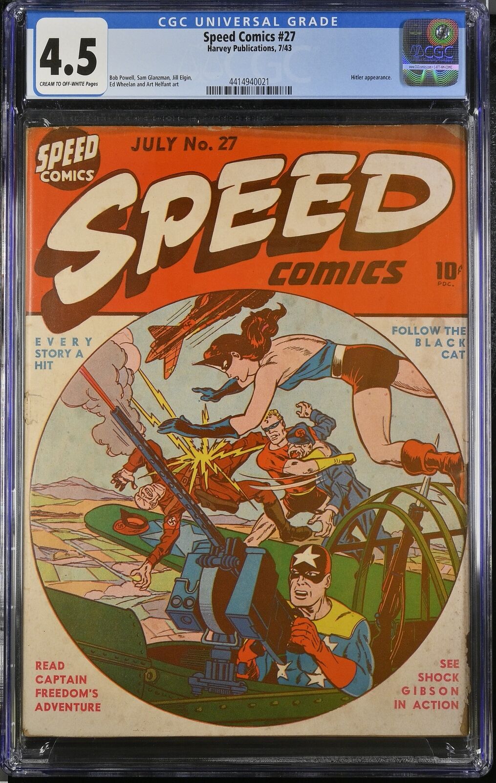 Speed Comics #27 - Harvey Publications 1943 CGC 4.5 Hitler appearance.