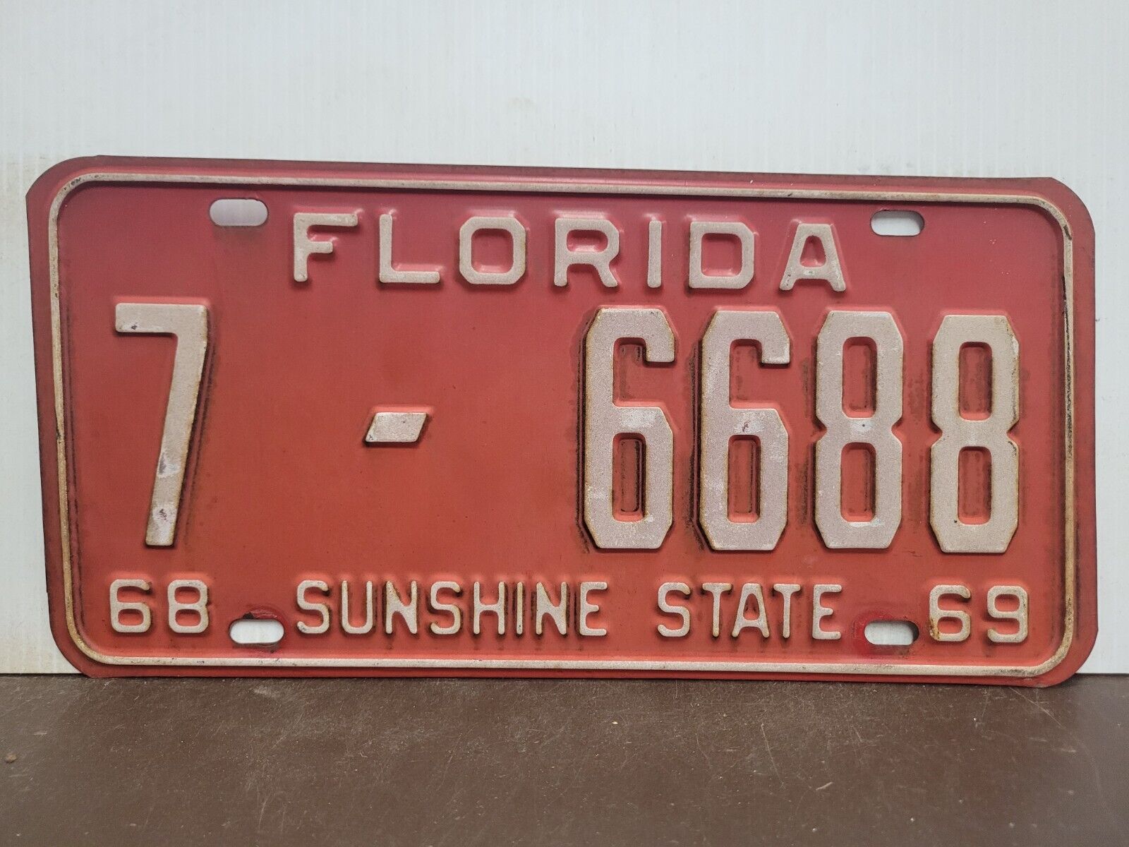 1968 1969  Florida Orange Co  License Plate Tag CLEAR YOM CHEVY  FORD Orlando