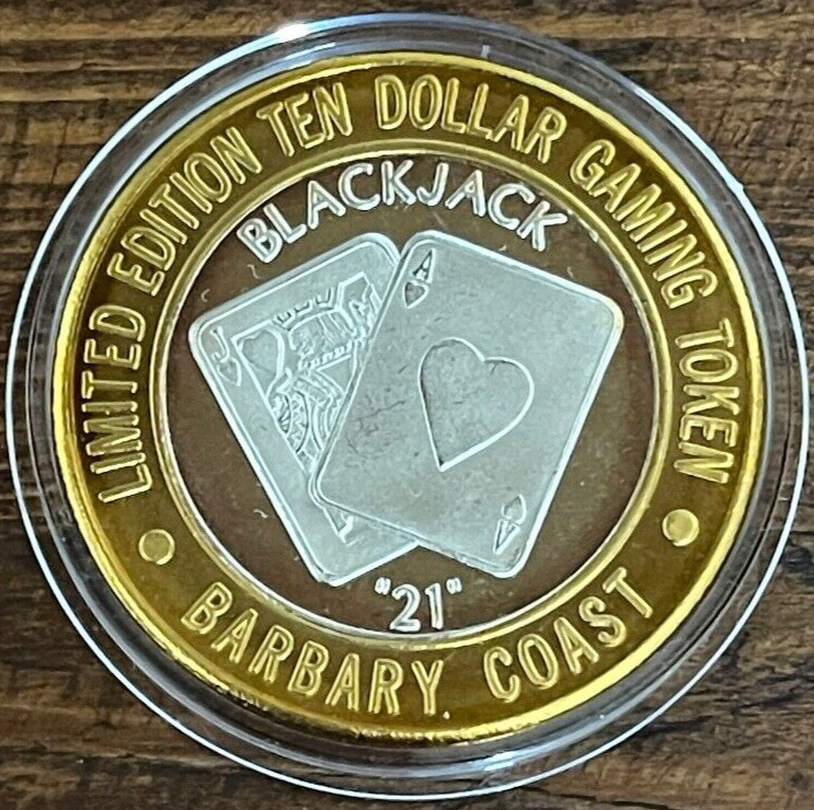 Barbary Coast Casino $10 Silver Strike 1994 Blackjack 21 New Case