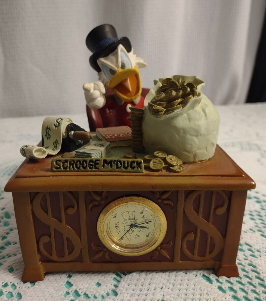 Disney Linden Vintage 90s Scrooge McDuck Talking Bank & Clock Rare