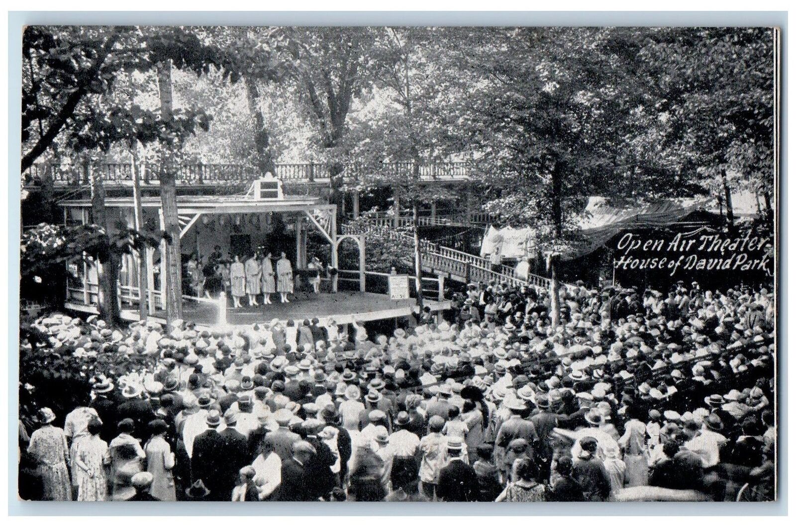 c1950 Open Air Theater House Of David Show Crowd Grove Benton Harbor MI Postcard