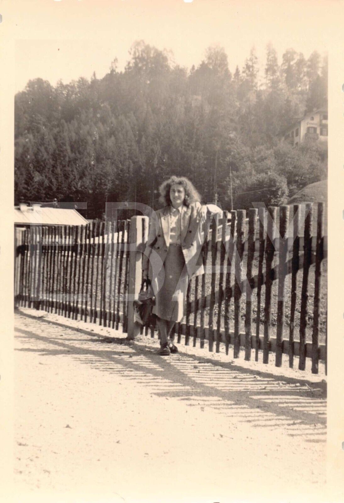 Old Photo Snapshot Well Dressed Germany Woman Leaning On The Fence 2A8