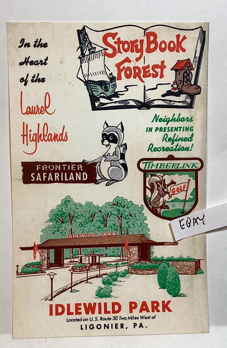 1960’s LIGONIER PA IDLEWILD PARK STORY BOOK FOREST TIMBERLINK  GOLF NEW POSTCARD