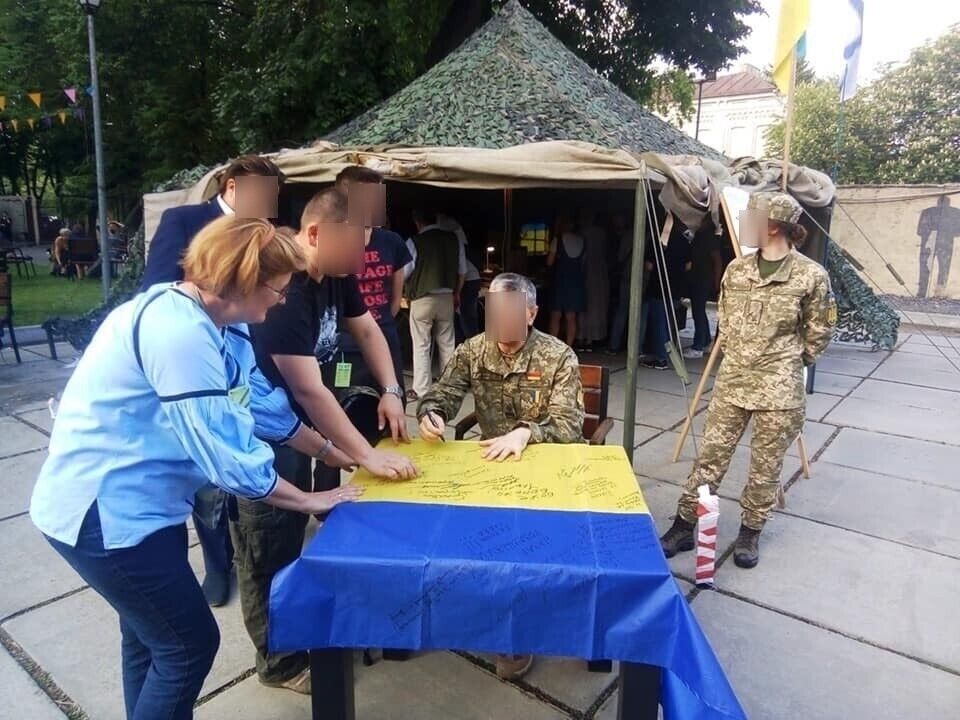 Ukraine Flag signed by Ukranian Armed Forces Soldiers