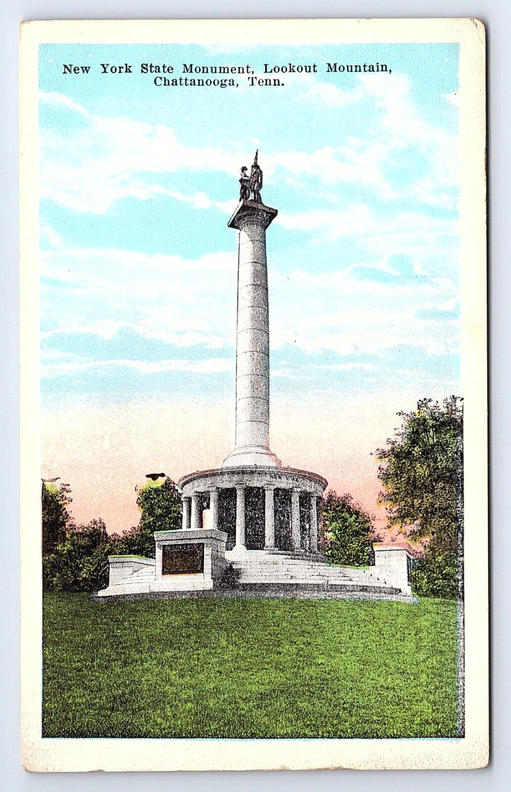 Postcard New York State Monument, Lookout Mountain, Chattanooga Tennessee TN