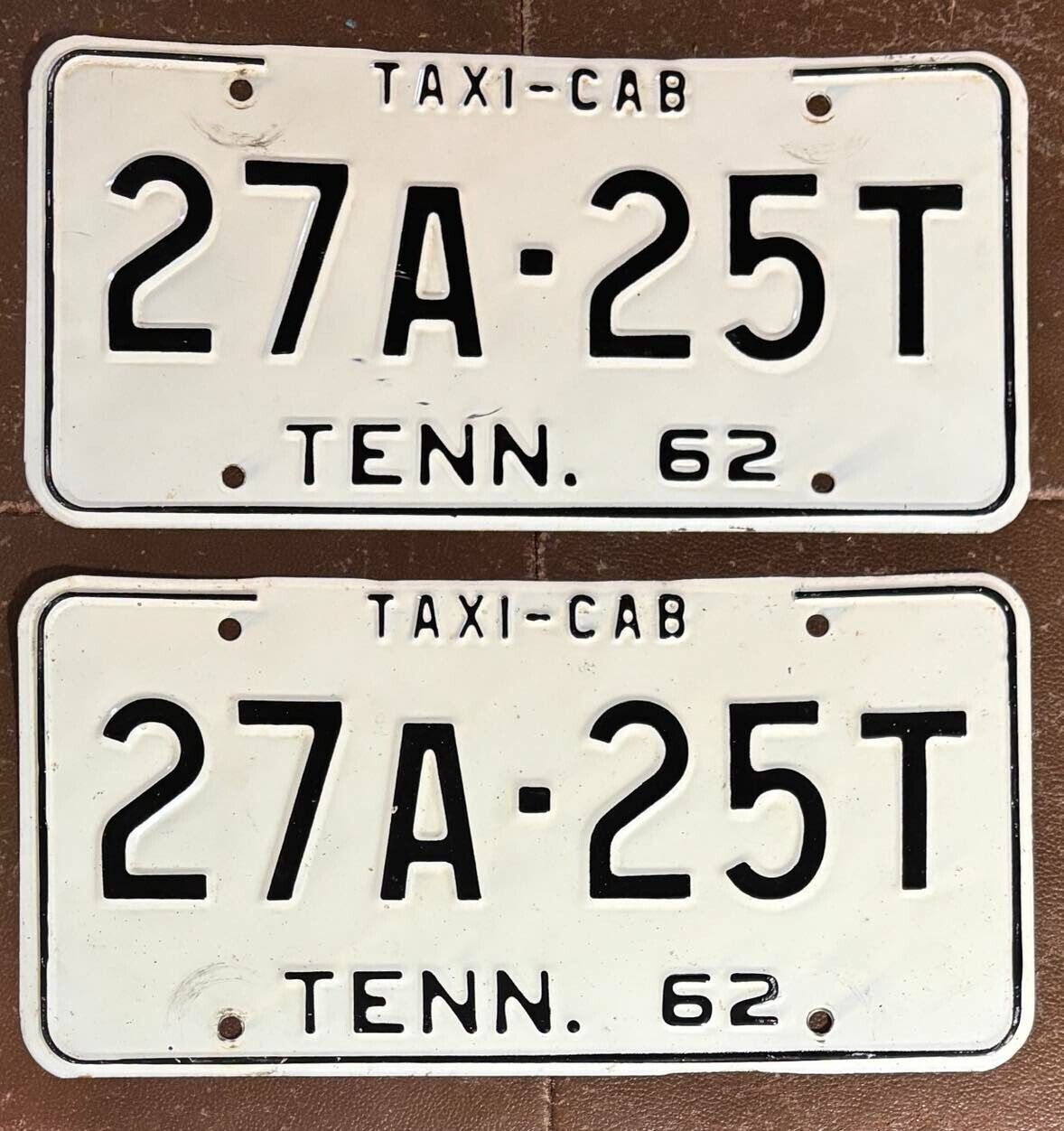 Tennessee 1962 HAMBLEN COUNTY TAXI-CAB License Plate PAIR # 27A-25T
