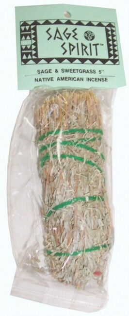 Sage Spirit Smudge Wand Sage and Sweetgrass 5 inch for Smudging Ceremony WA26019