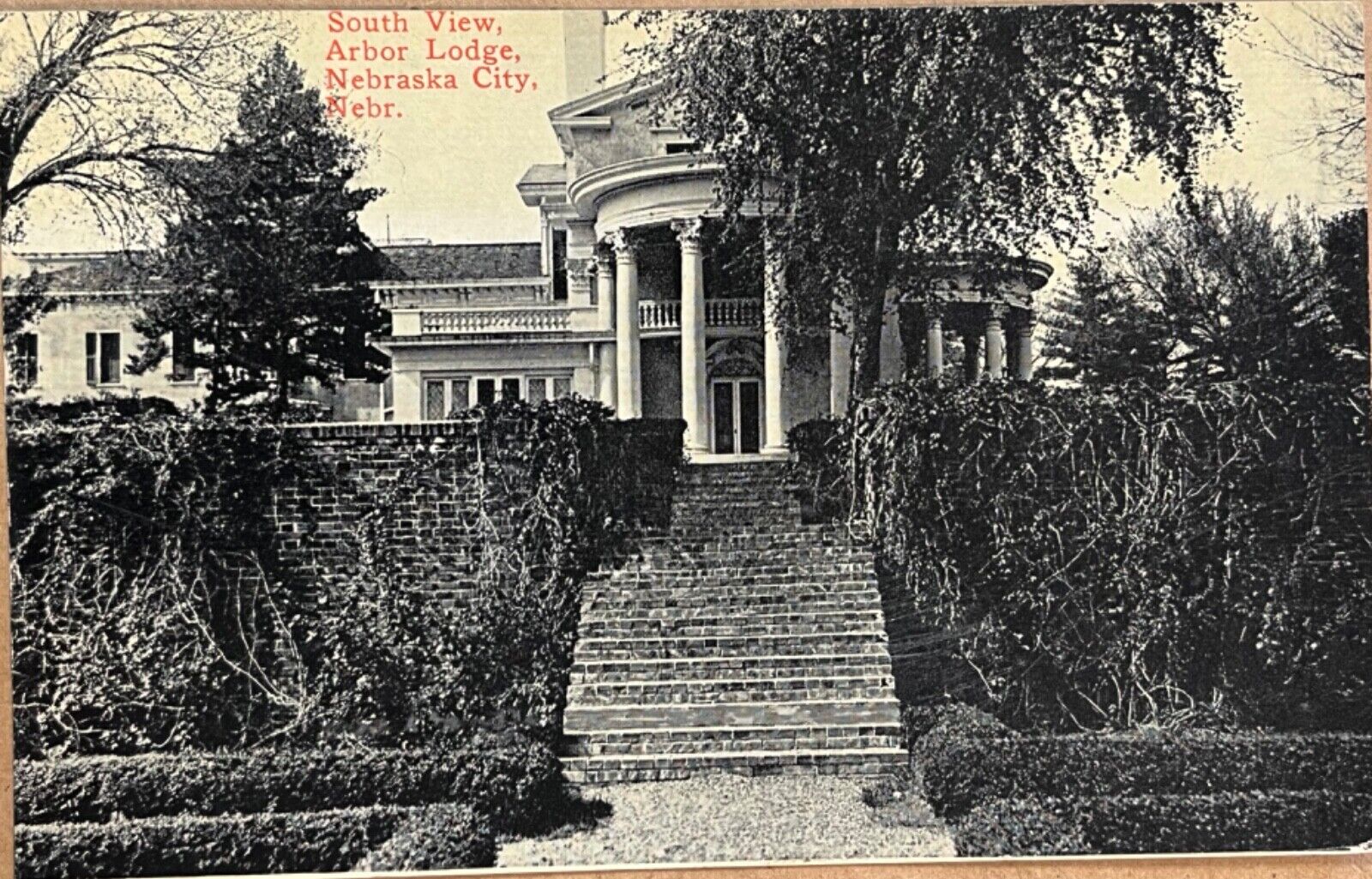 Nebraska City Arbor Lodge South View Entrance Antique Postcard c1910
