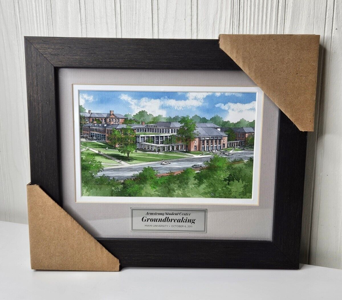 Miami University Picture Framed & Matted Armstrong Student Center Groundbreaking