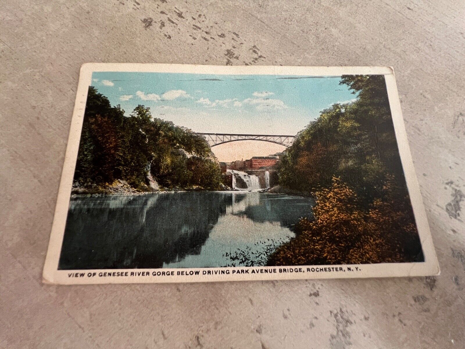 Vintage Genesee River Gorge Below Park Avenue Bridge Rochester NY Postcard