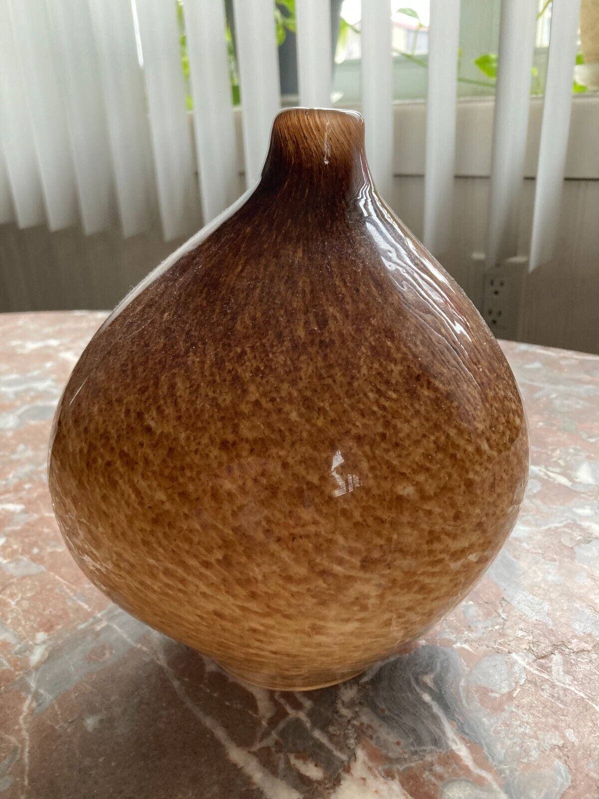 Beautiful Vintage Heavy Glass Spotted Pod Vase 7.5\
