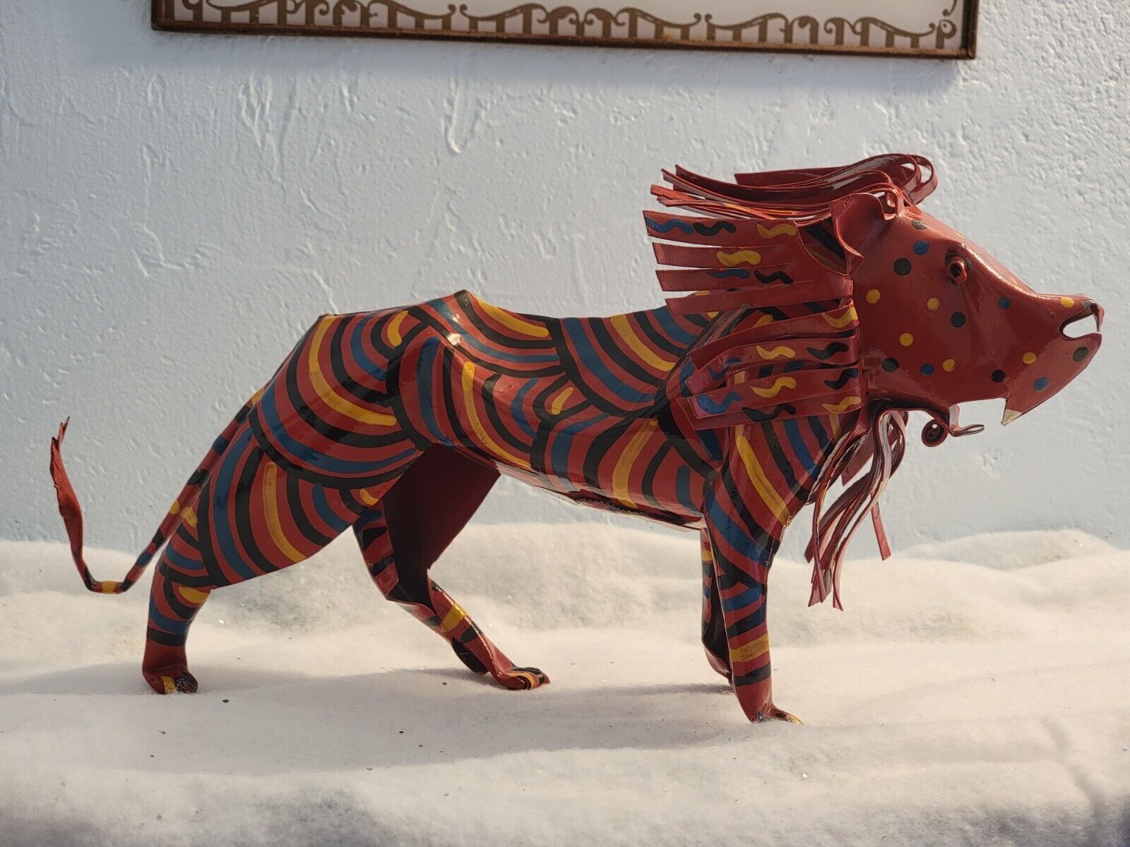 Metal Lion Made in Zimbabwe Tin African Animal Cat Decorative Home Decor