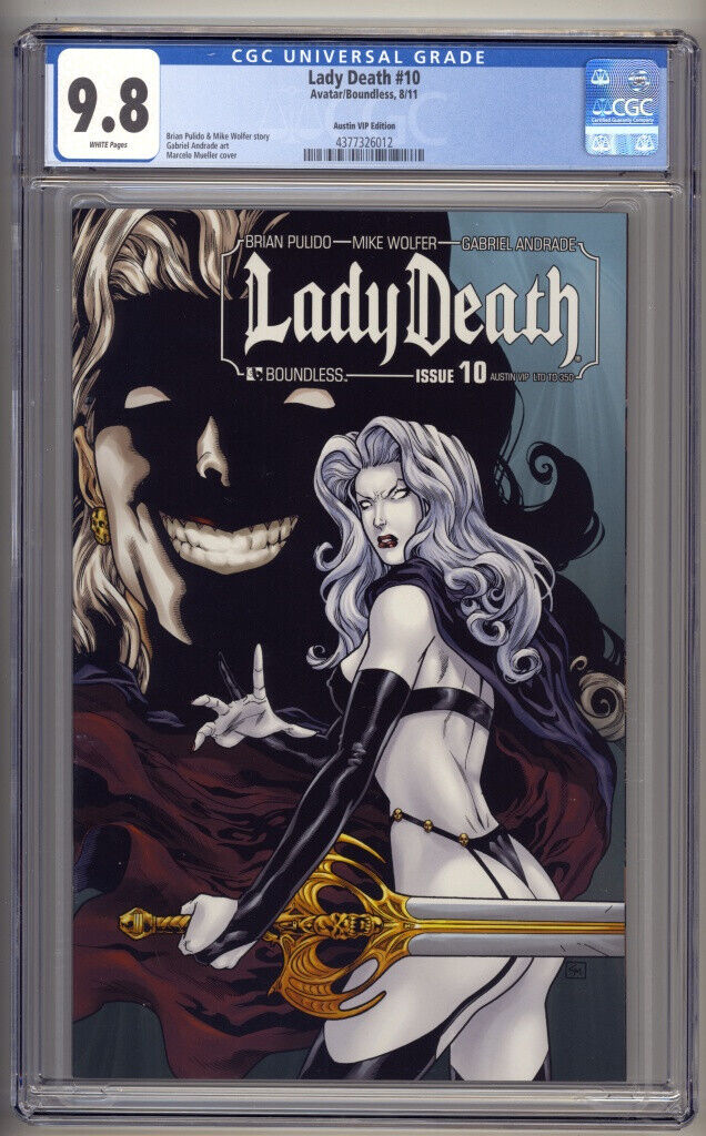 Lady Death #10 CGC 9.8 Austin VIP Edition Marcelo Mueller Cover Highest (2011)