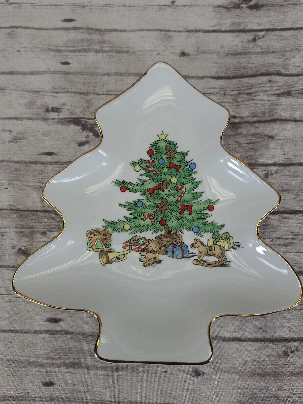 Vintage MEIWA Home for the Holidays Christmas Tree Shaped Ceramic Serving Dish