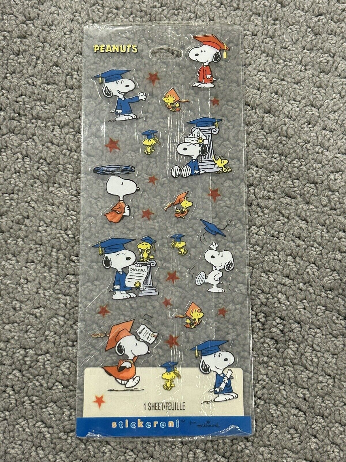 Hallmark Peanuts Snoopy & Woodstock Graduation Sticker Sheet, 14 Stickers New