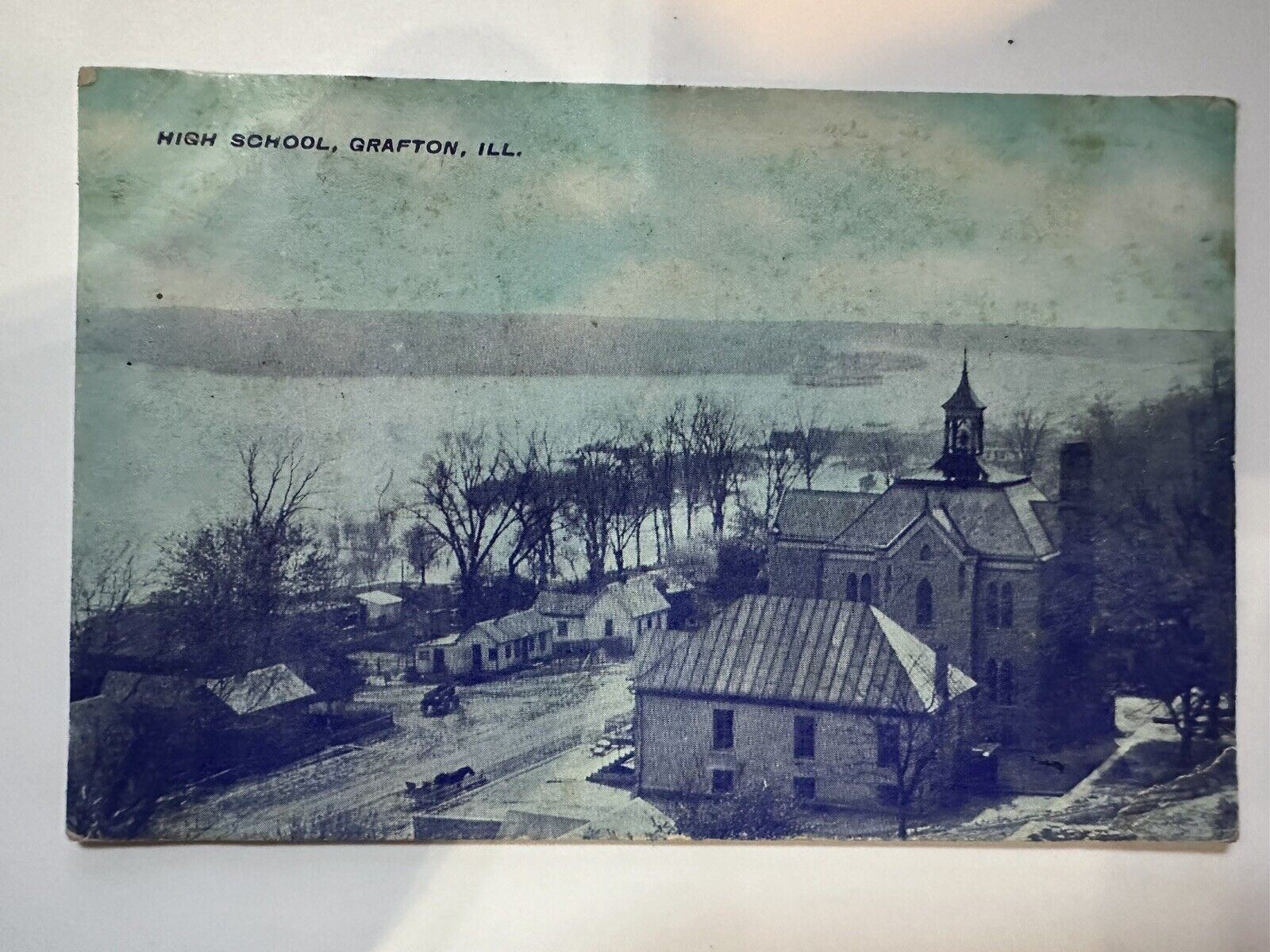 Vintage Grafton Alton IL 1910 Postcard High School  circa 1910 (1A)