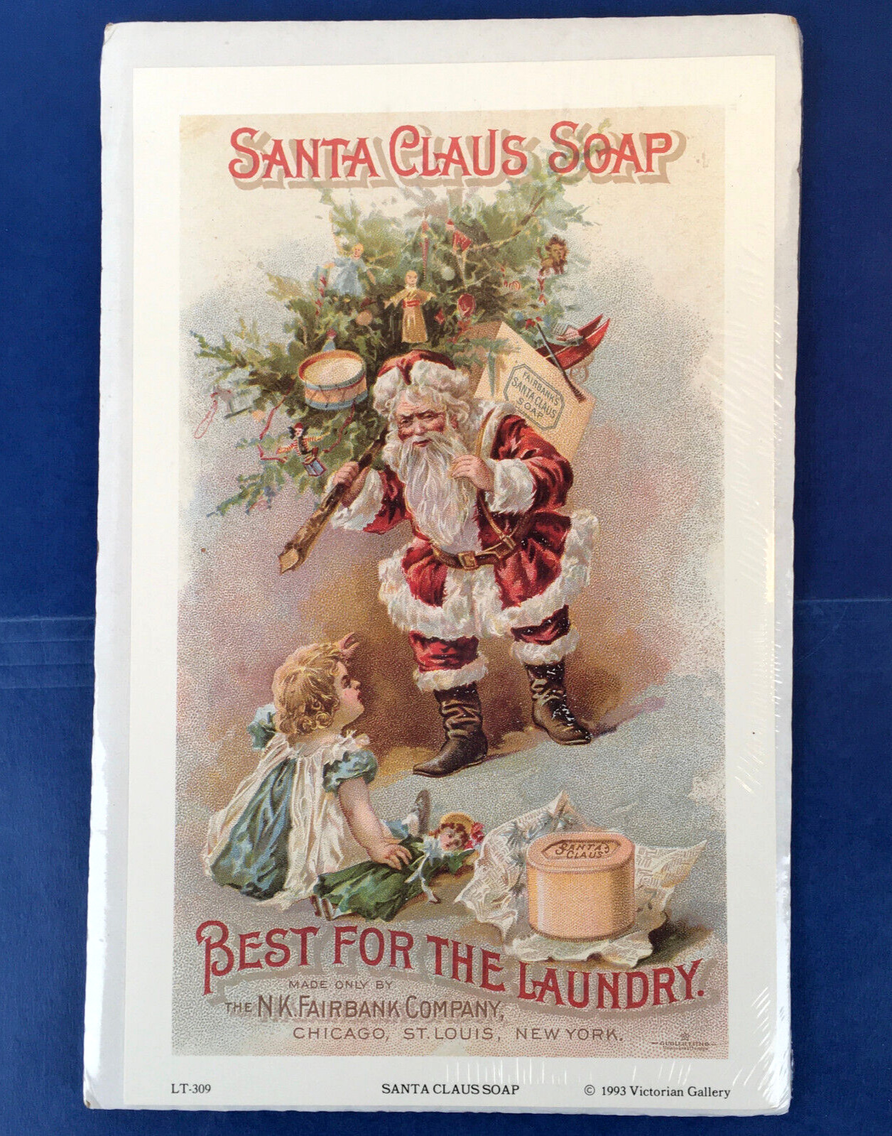 Vintage Santa Claus Soap 1899 Victorian Gallery Trading Card Reproduction 1993