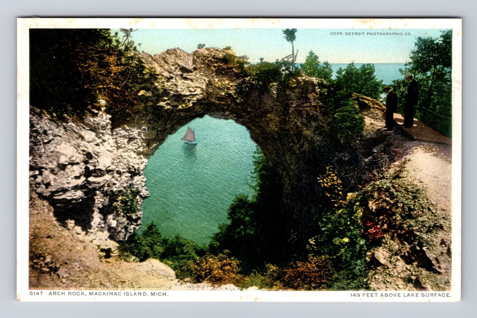 Mackinac Island MI-Michigan, Arch Rock, Antique, Vintage Souvenir Postcard