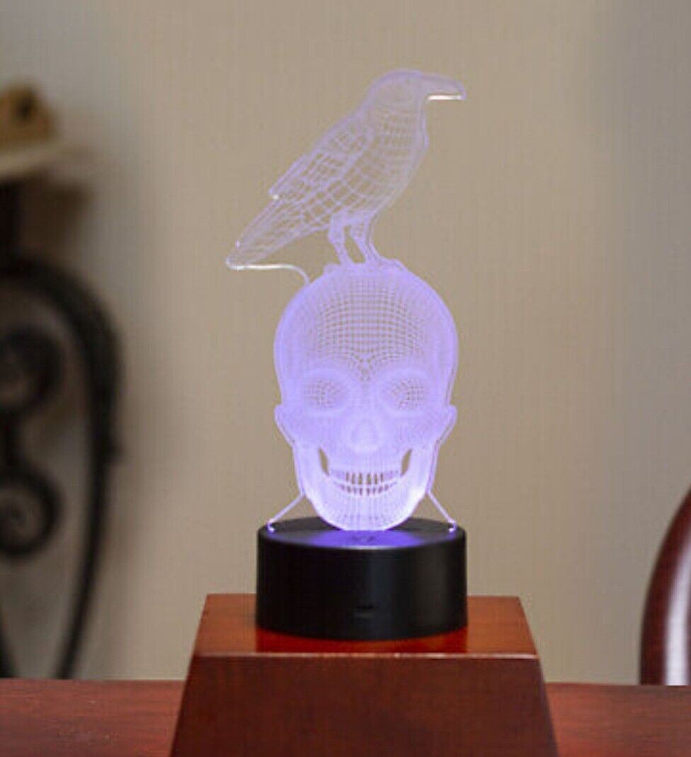 Raven on Skull 3D LED Light
