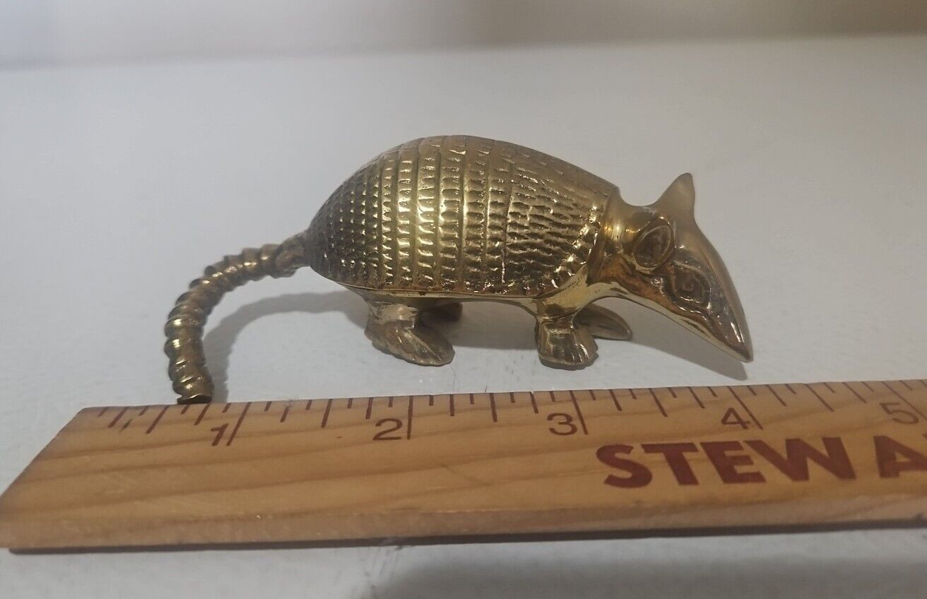 Vintage Solid Brass Armadillo Figurine Paperweight 4 1/2\