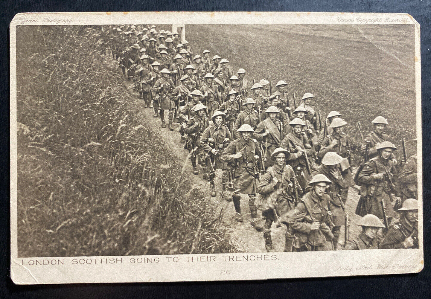 1919 England Real Picture Postcard Cover London Scottish Going To Their Trenches