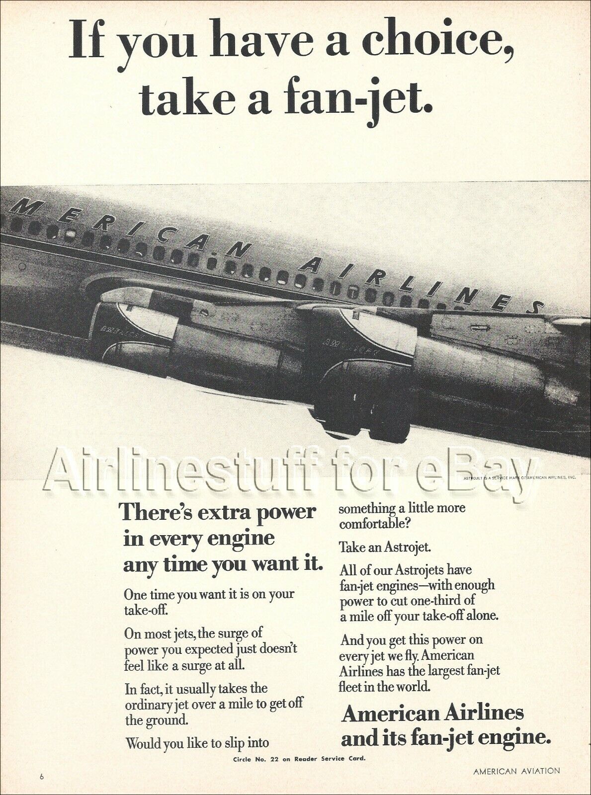 1964 AMERICAN AIRLINES Boeing 707 Astrojet PRINT AD advert FANJET DFW Texas