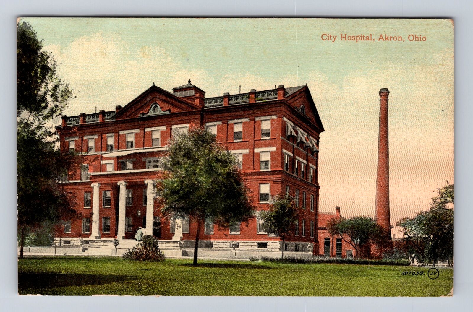 Akron OH-Ohio, City Hospital, Antique Vintage Souvenir Postcard