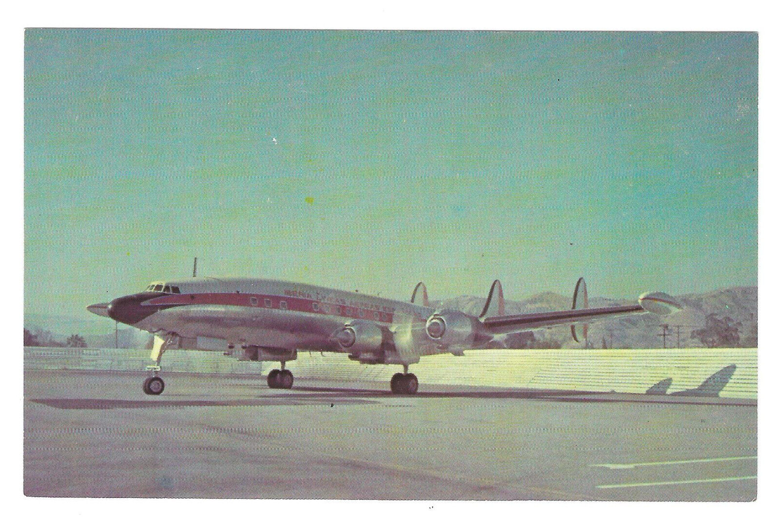 Iberia Airlines Lockheed L-1049G Super Constellation Airplane On Runway Postcard
