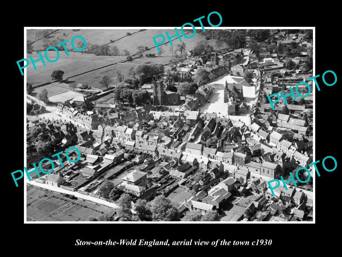 OLD LARGE HISTORIC PHOTO OF STOW ON THE WOLD ENGLAND AERIAL VIEW OF TOWN 1930 3
