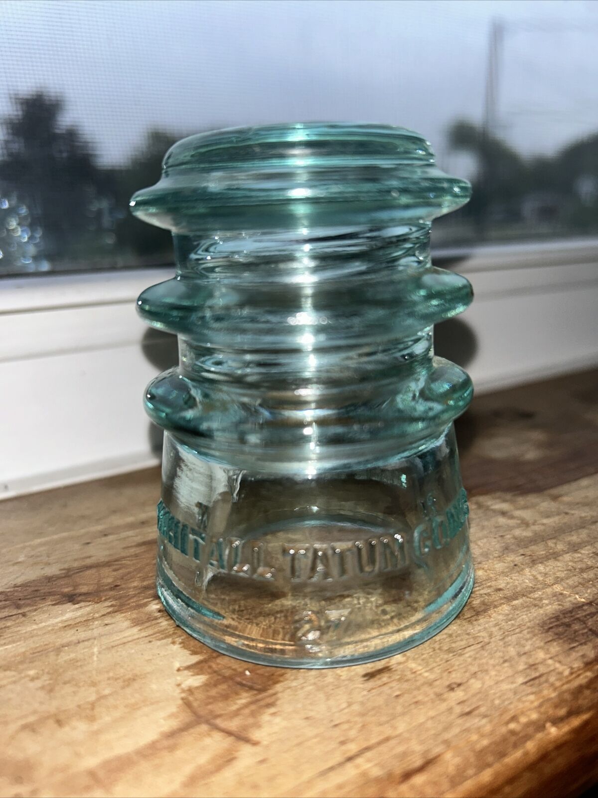 Antique Whitall Tatum Made In USA Aqua Teal Insulator #27