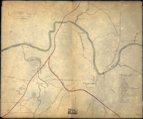 1863 Map| Columbia, Tenn. and vicinity| Civil War|Columbia|Columbia Tenn|History