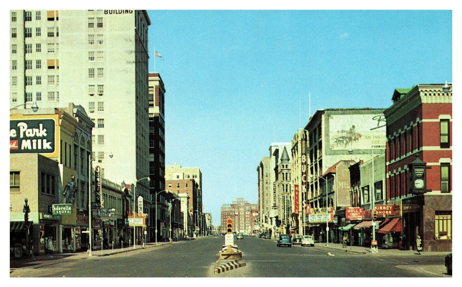 Postcard - Douglas Avenue in Downtown Wichita Kansas KS c1950s