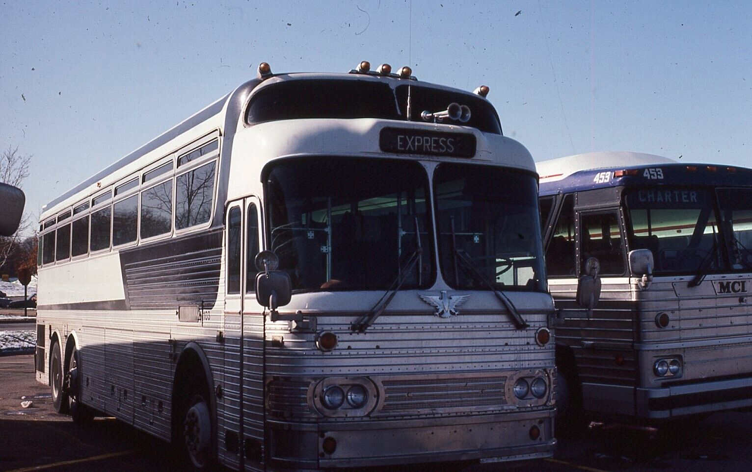 Original Bus Slide Charter Unmarked Silver Eagle Express 1984 #28