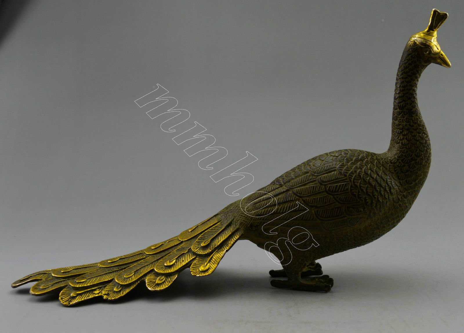 Collectible Decorated Old Handwork Bronze Carved Big Peacock Statue