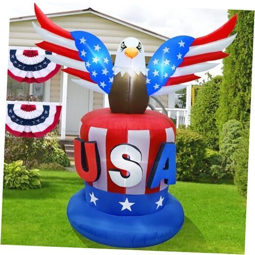 Juegoal Patriotic Independence Day Inflatable, 8FT Height USA Bald Eagle on 
