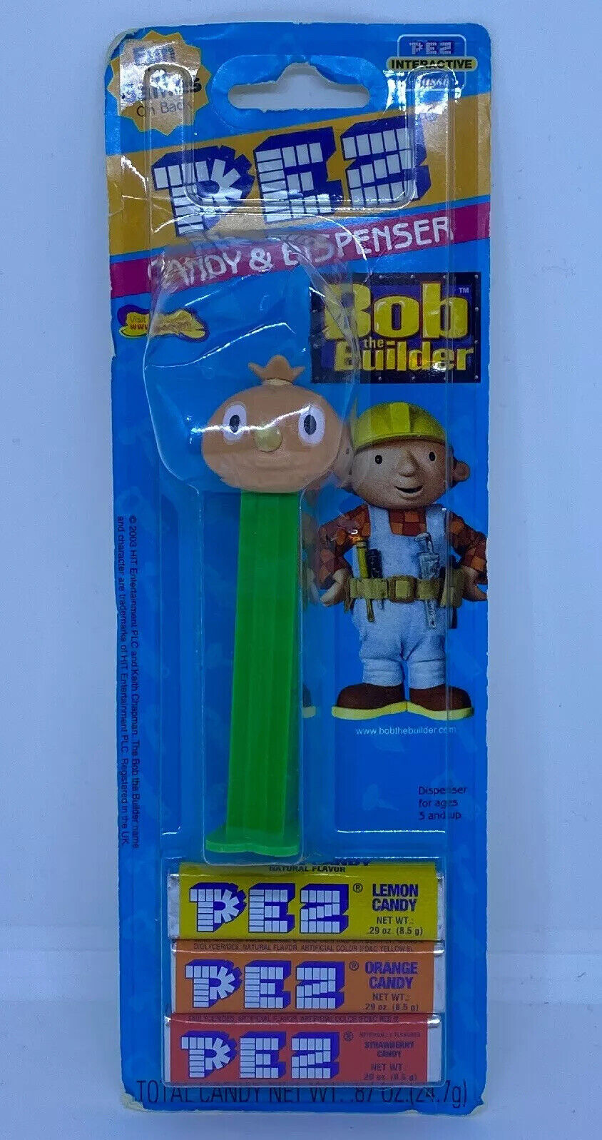 Bob The Builder Spud Pez Dispenser New On Original Card 2003 With Feet