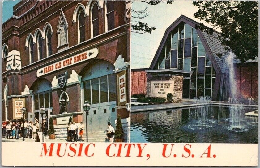 Vintage  NASHVILLE, Tennessee Postcard MUSIC CITY, U.S.A. \