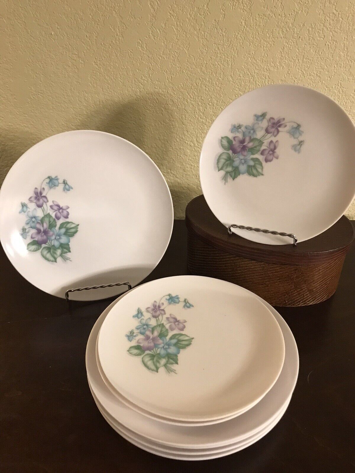 Vintage Royalon Melmac Purple Violet Corsage Plates, Set Of 8