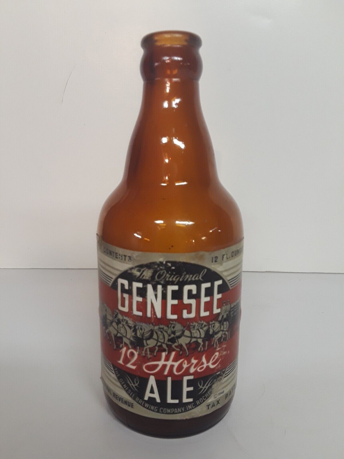 Genesee 12 Horse Ale Bottle 1930-40\'s, 12 oz Steinie bottle