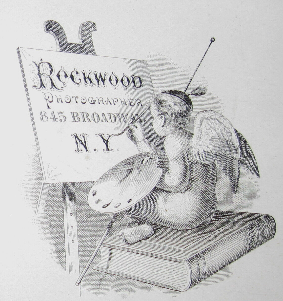 CDV PHOTO OF DAPPER GENT NICE BACKSTAMP OF CUTE ANGEL CHERUB BY ROCKWOOD NY NY