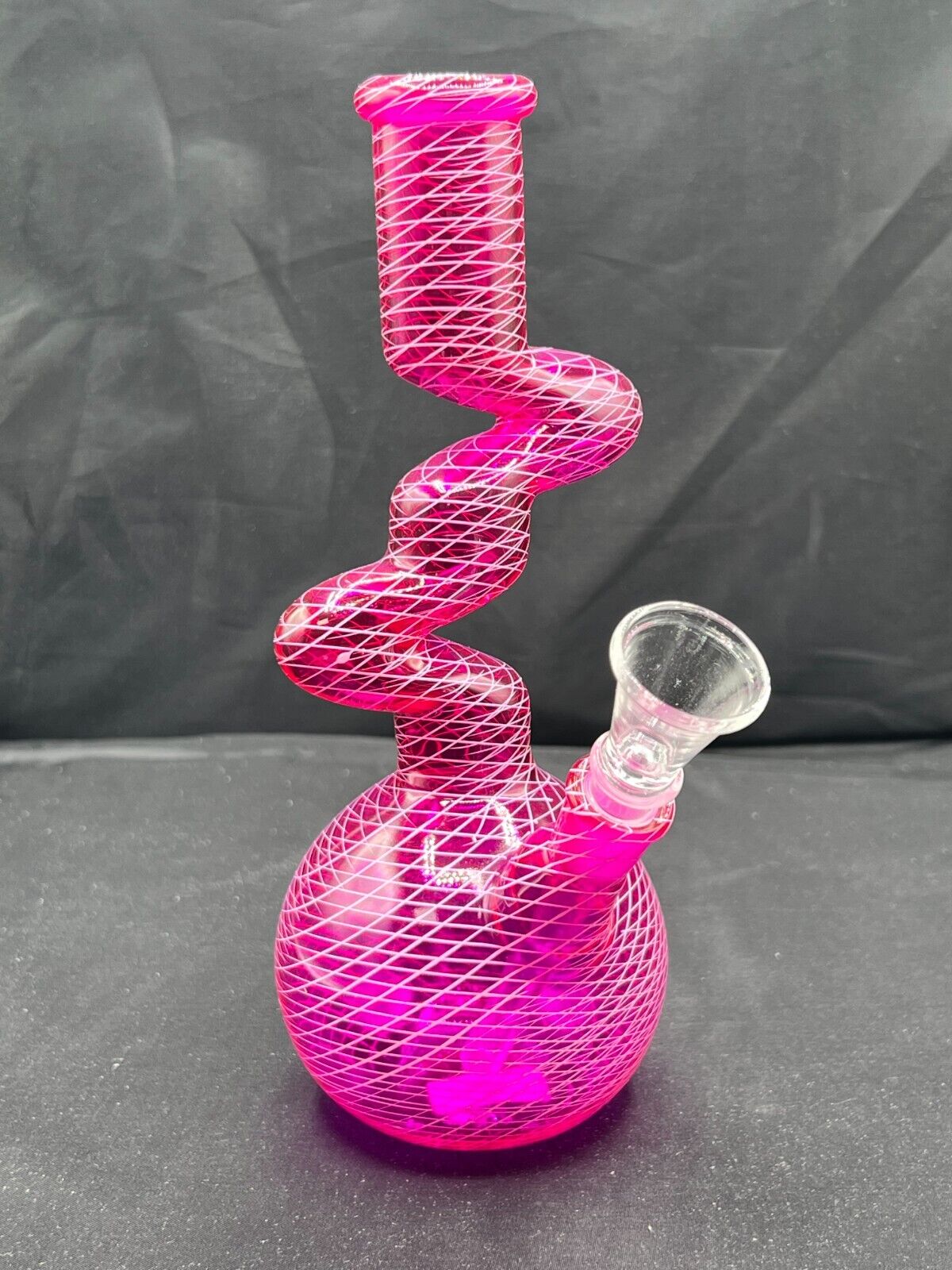 8 inch glass bong beaker base hookah water pipe pink bong zigzag design