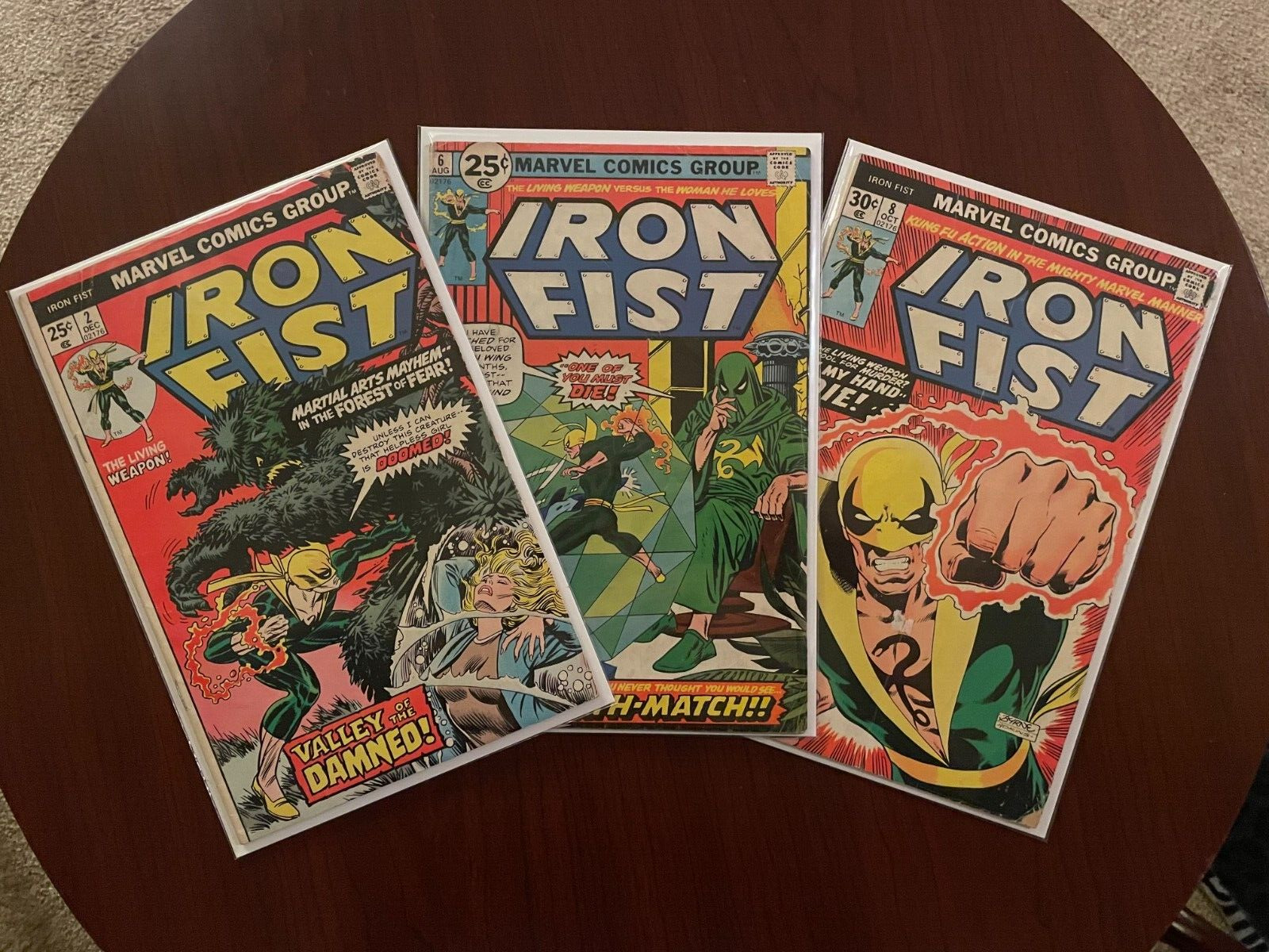 (Lot of 3 Comics) Iron Fist #2 #6 #8 (Marvel 1975) John Byrne 1st Golden Tigers