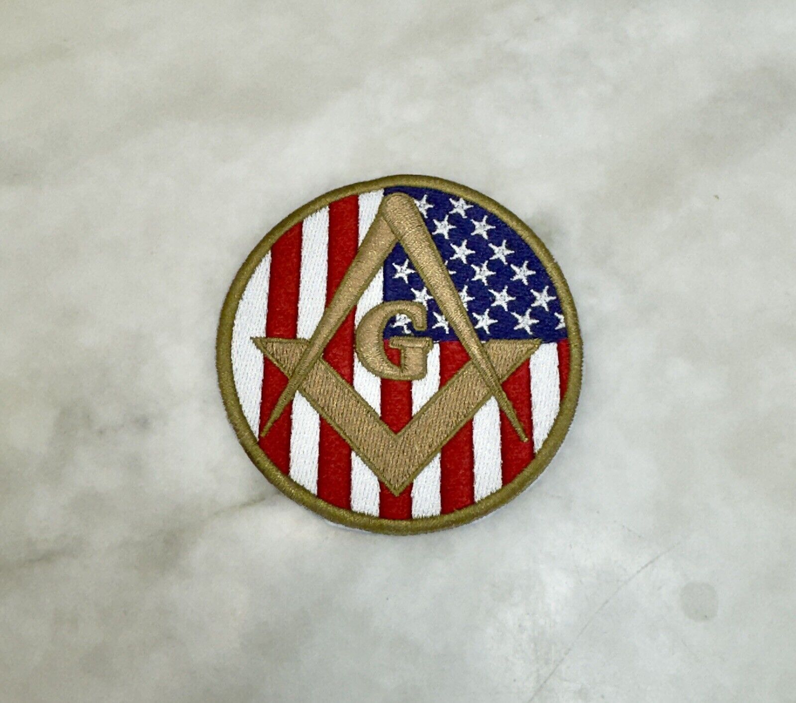 MASONIC LOGO AMERICAN FLAG EMBROIDERED PATCH iron-on FREEMASON SQUARE COMPASS