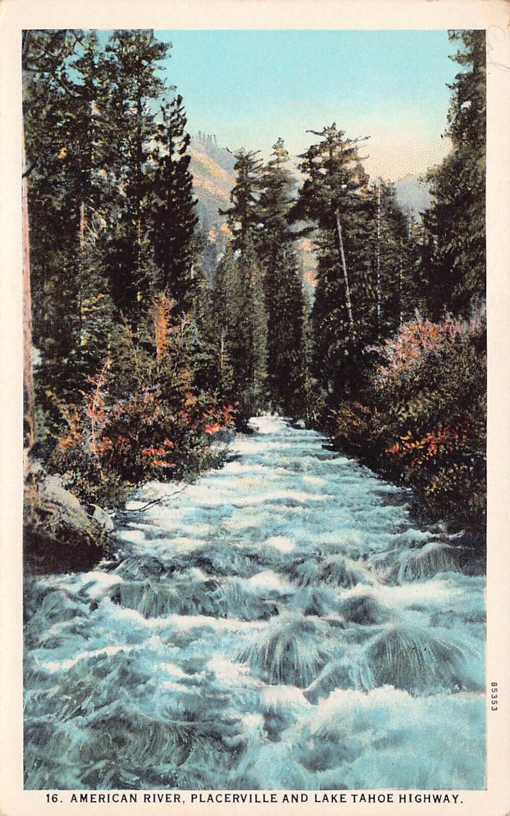 Pollock Pines CA Bridal Veil Falls Lake Tahoe Placerville Hwy Vtg Postcard C62