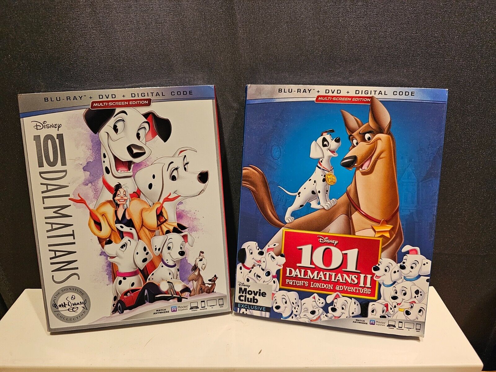 DISNEY 101 Dalmation 1 and 2 w Slipcovers  DVDs Blu-Rays + DIGITAL CODES Multi