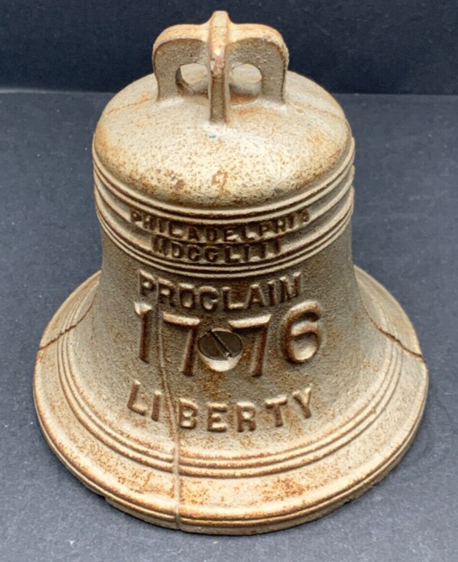 Vintage Commemorative Liberty Bell Cast Iron Coin Bank