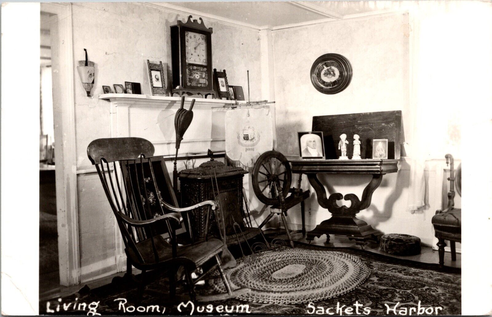RPPC Postcard-Sackets Harbor NY Museum Living Room
